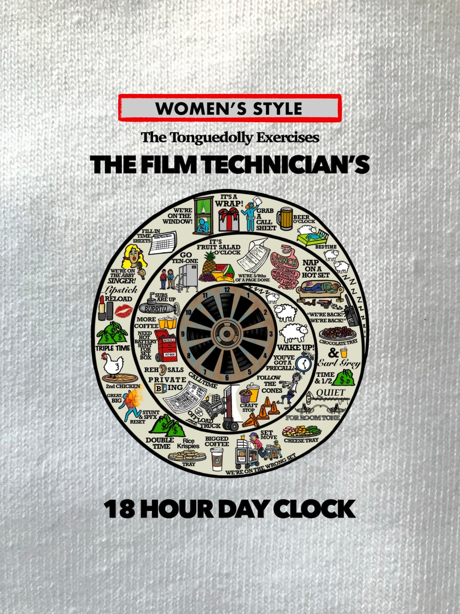 The Tonguedolly Comics, The Film Technician's 18hr Day Clock, WOMEN'S T-Shirts/ Hoodies/ Sweatshirts