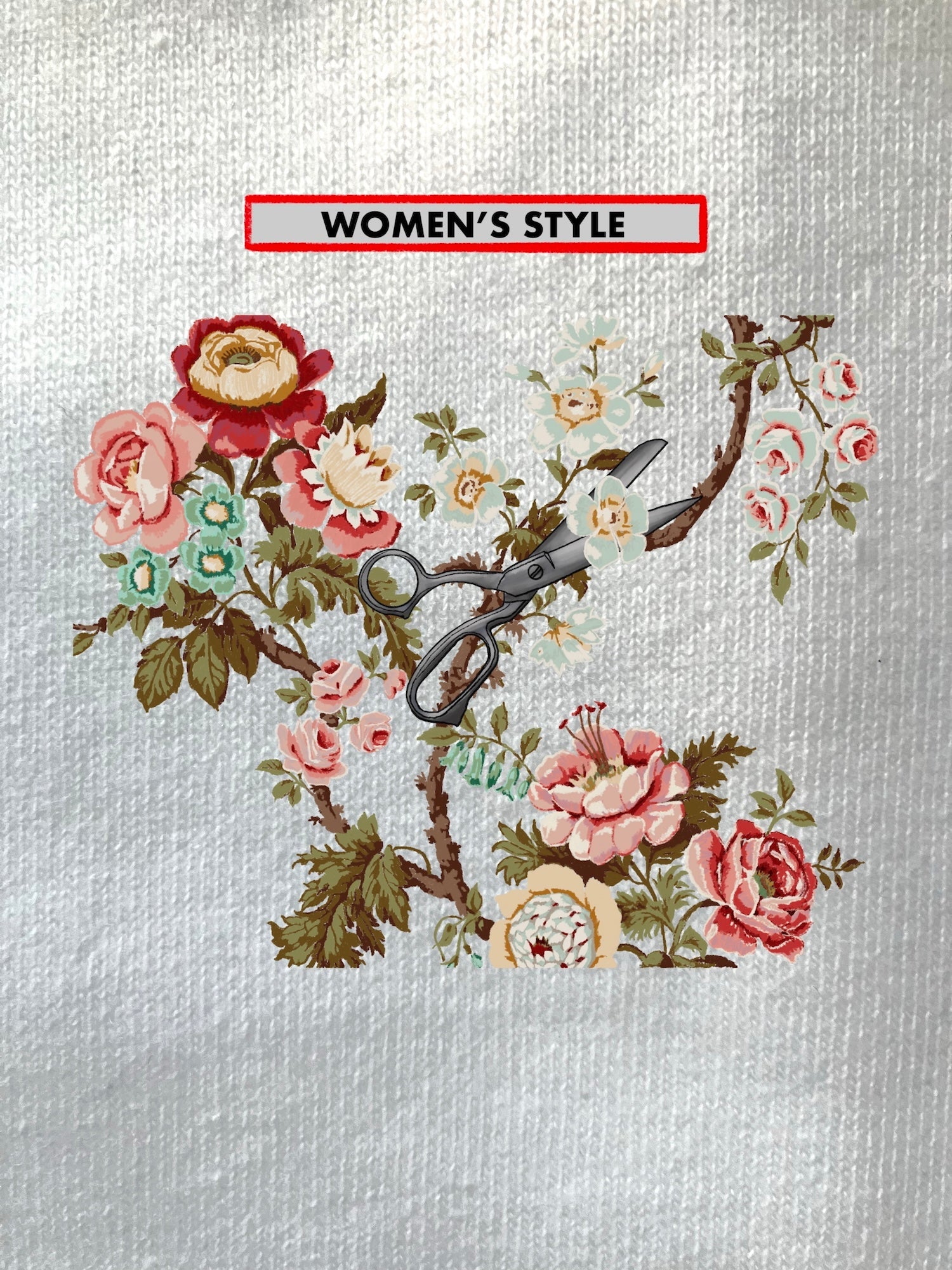 1/2 Apple, Scissors & Blooms, WOMEN'S T-Shirts/Sweatshirts/Hoodies