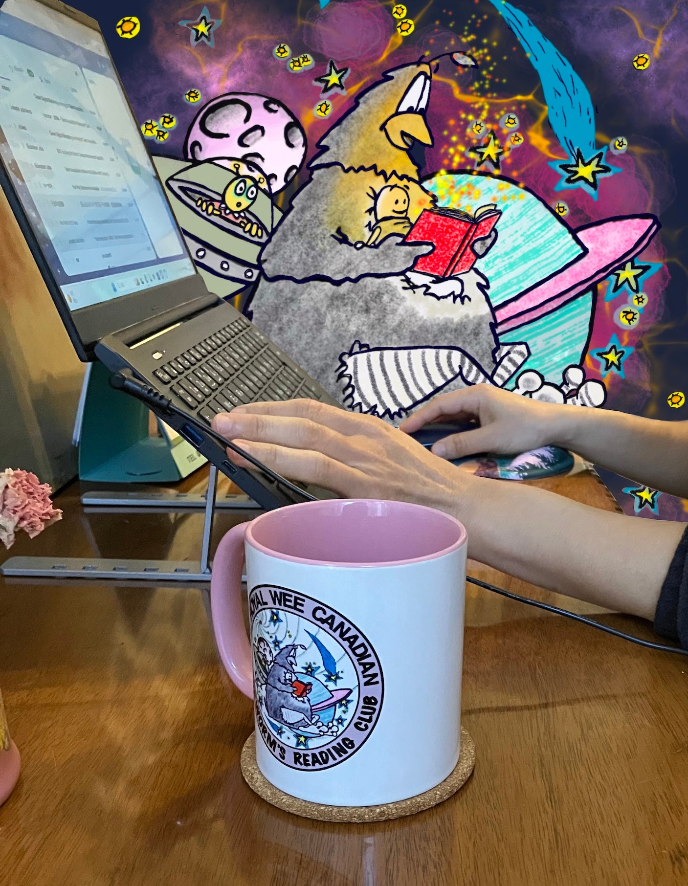 Royal Wee Canadian Bookworm's Reading Club, Reading Sci-Fi, White 11oz Ceramic Mug